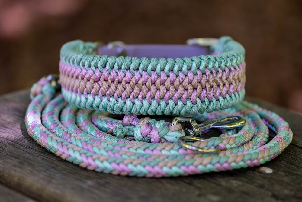 Knüpfgold Set "Candy Blossom" - Halsband und Leine